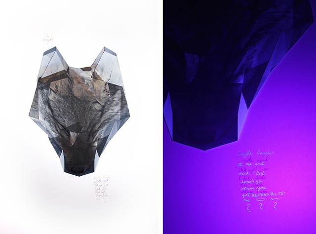 The right hand image is a detail under UV light.